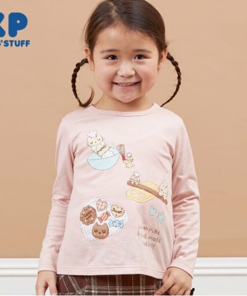 KP / ケーピー Tシャツ | KP パティシエネコちゃん長袖Tシャツ(80～140)（ピンク）