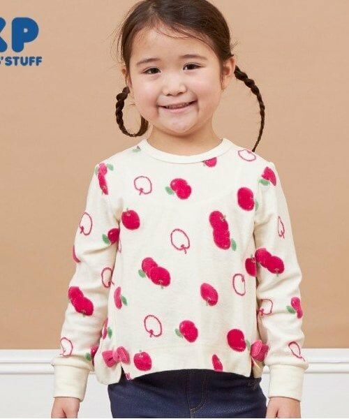 KP / ケーピー Tシャツ | KP リンゴベロアジャガード長袖Tシャツ(90～130)（チェリー ピンク）
