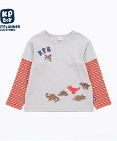 KP / ケーピー Tシャツ | KPBOY ボーダーと無地天竺のレイヤード風長袖Ｔシャツ(80～120)