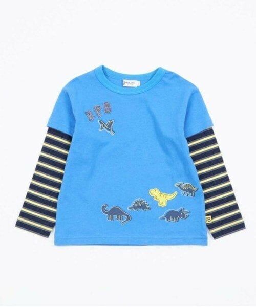 KP / ケーピー Tシャツ | KPBOY ボーダーと無地天竺のレイヤード風長袖Ｔシャツ(80～120) | 詳細1