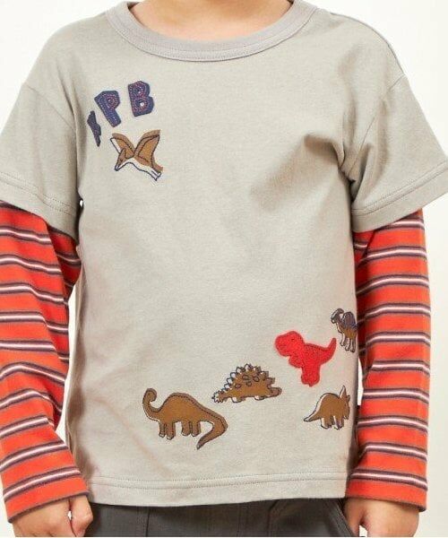 KP / ケーピー Tシャツ | KPBOY ボーダーと無地天竺のレイヤード風長袖Ｔシャツ(80～120) | 詳細13