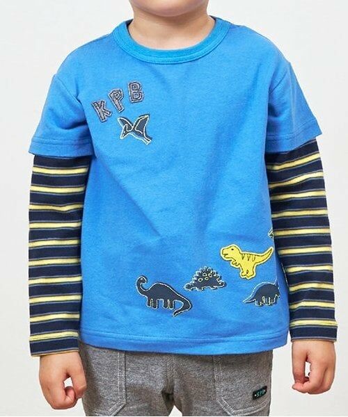 KP / ケーピー Tシャツ | KPBOY ボーダーと無地天竺のレイヤード風長袖Ｔシャツ(80～120) | 詳細9