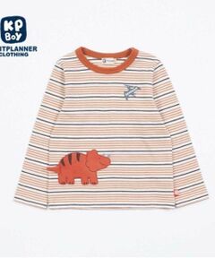 KP / ケーピー Tシャツ | KPBOY 恐竜のマルチボーダー長袖Ｔシャツ(80～120)
