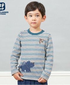 KP / ケーピー Tシャツ | KPBOY 恐竜のマルチボーダー長袖Ｔシャツ(80～120)