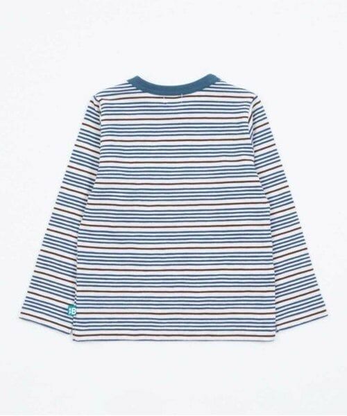 KP / ケーピー Tシャツ | KPBOY 恐竜のマルチボーダー長袖Ｔシャツ(80～120) | 詳細1