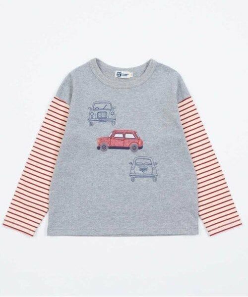 KP / ケーピー Tシャツ | KPBOY 車モチーフの袖ボーダー長袖Ｔシャツ(80～140) | 詳細2