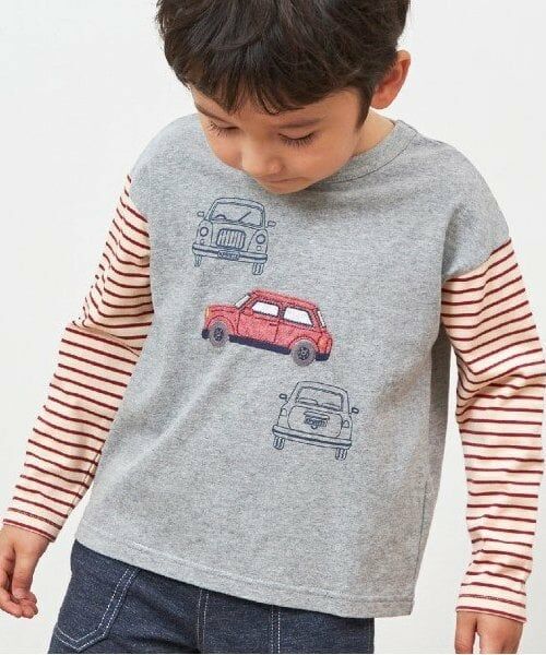 KP / ケーピー Tシャツ | KPBOY 車モチーフの袖ボーダー長袖Ｔシャツ(80～140) | 詳細6
