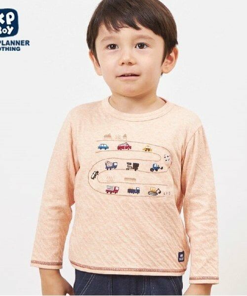 KP / ケーピー Tシャツ | KPBOY 日本製/車モチーフオーガニック接結長袖Ｔシャツ(80～150)（オレンジ）