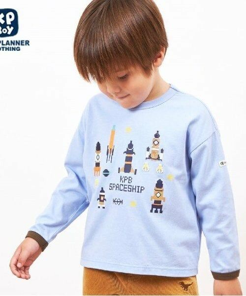 KP / ケーピー Tシャツ | KPBOY シリコンブロックプリント長袖Ｔシャツ(80～150)（パープル）