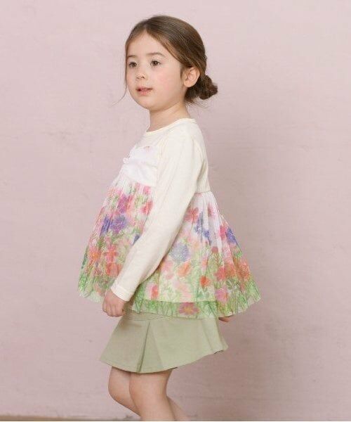 KP / ケーピー Tシャツ | KP 花柄チュールレイヤードチュニック(80～150) | 詳細10