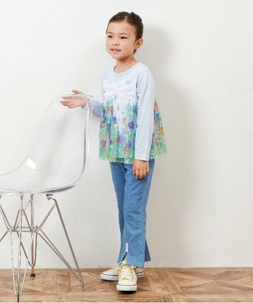 KP / ケーピー Tシャツ | KP 花柄チュールレイヤードチュニック(80～150) | 詳細12