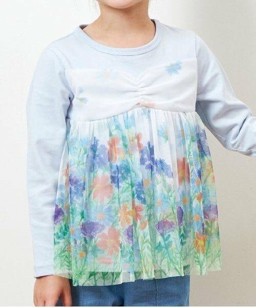 KP / ケーピー Tシャツ | KP 花柄チュールレイヤードチュニック(80～150) | 詳細13