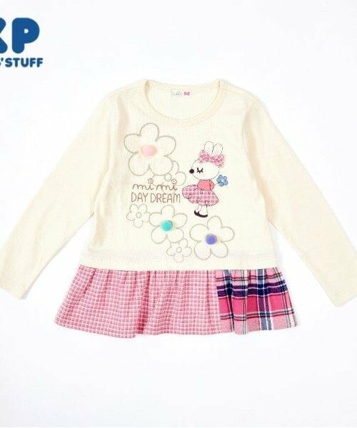 KP / ケーピー Tシャツ | KP うさぎアップリケ長袖チュニック(80～140)（オフ ホワイト）