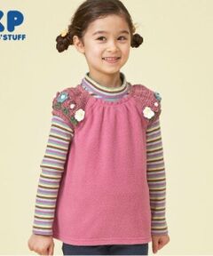 KP / ケーピー ダウンジャケット・ベスト | KP 編み花付き袖ニットフリースベスト(80～130)