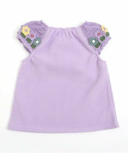 KP / ケーピー ダウンジャケット・ベスト | KP 編み花付き袖ニットフリースベスト(80～130) | 詳細1