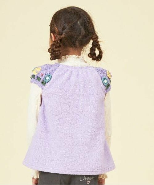 KP / ケーピー ダウンジャケット・ベスト | KP 編み花付き袖ニットフリースベスト(80～130) | 詳細17