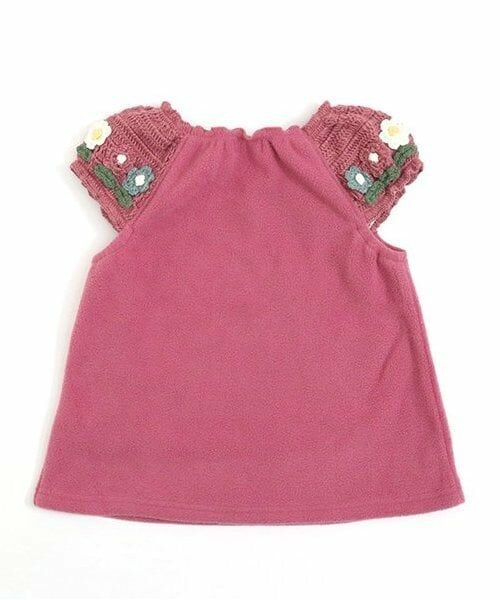 KP / ケーピー ダウンジャケット・ベスト | KP 編み花付き袖ニットフリースベスト(80～130) | 詳細2