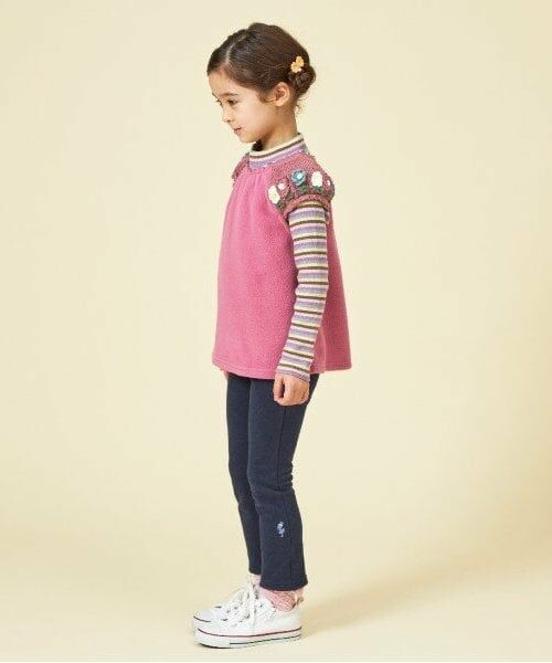 KP / ケーピー ダウンジャケット・ベスト | KP 編み花付き袖ニットフリースベスト(80～130) | 詳細8