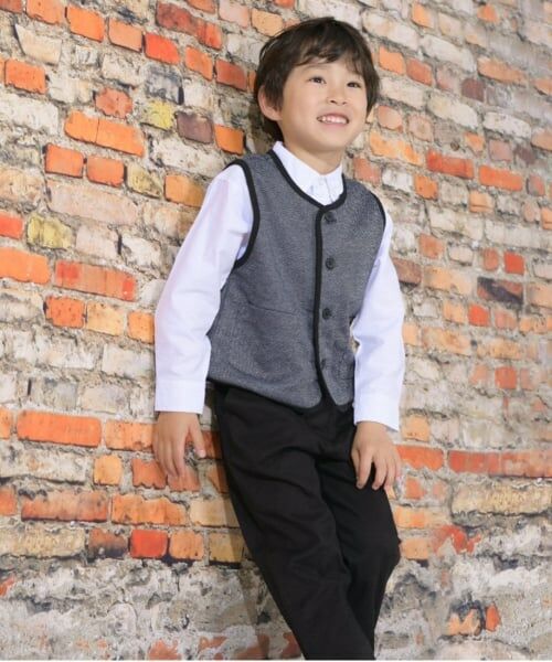 KP / ケーピー ダウンジャケット・ベスト | KPBOY ジャガードヘリンボーン柄ベスト(90～130) | 詳細6