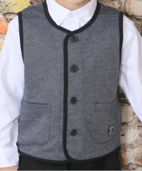 KP / ケーピー ダウンジャケット・ベスト | KPBOY ジャガードヘリンボーン柄ベスト(90～130) | 詳細7