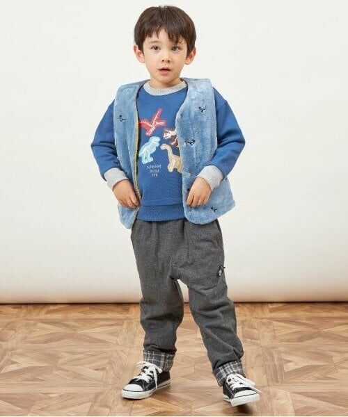 KP / ケーピー ダウンジャケット・ベスト | KPBOY 恐竜リバーシブル裏ボア中綿ベスト(80～130) | 詳細11