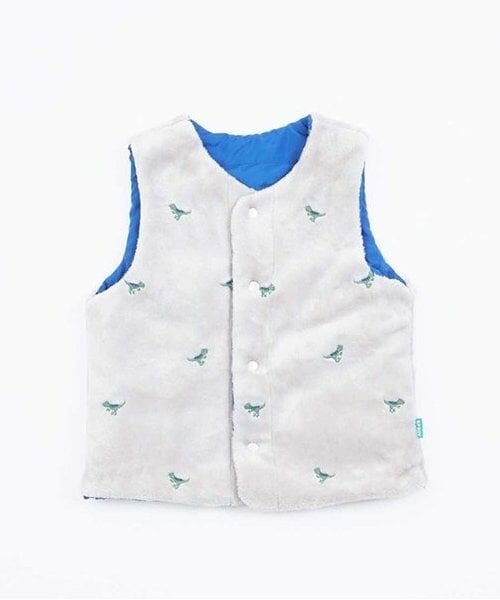 KP / ケーピー ダウンジャケット・ベスト | KPBOY 恐竜リバーシブル裏ボア中綿ベスト(80～130) | 詳細16