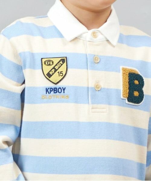 KP / ケーピー ポロシャツ | KPBOY ワッペン付き太ボーダー長袖ラガーシャツ(90～140) | 詳細12