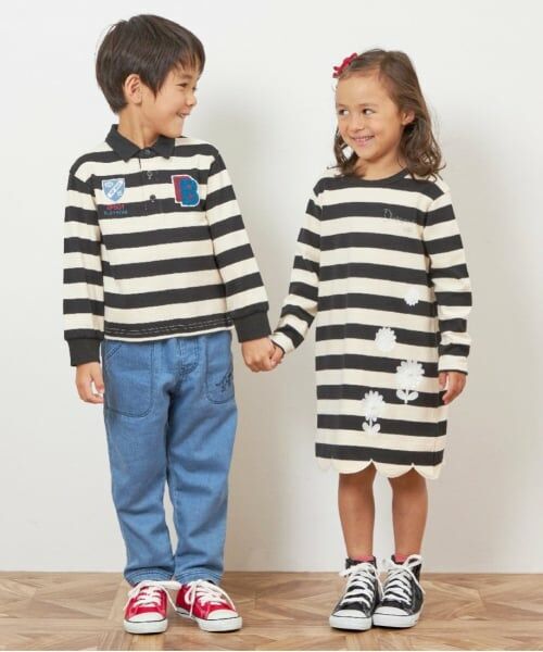 KP / ケーピー ポロシャツ | KPBOY ワッペン付き太ボーダー長袖ラガーシャツ(90～140) | 詳細14