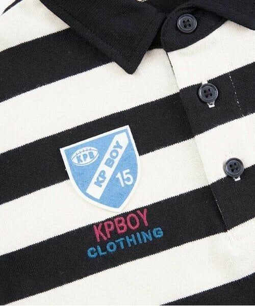 KP / ケーピー ポロシャツ | KPBOY ワッペン付き太ボーダー長袖ラガーシャツ(90～140) | 詳細3