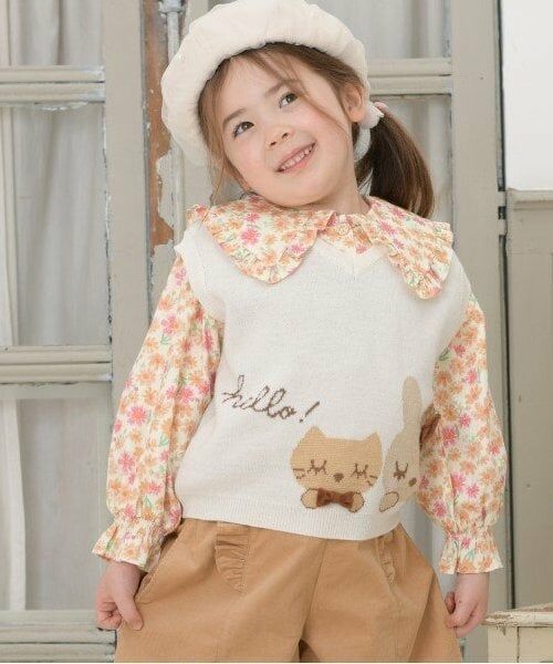 KP / ケーピー ダウンジャケット・ベスト | KP うさぎ＆ネコ ニットベスト(90～150) | 詳細2