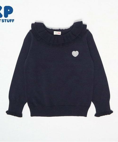 KP / ケーピー ニット・セーター | KP フリル襟セーター(80～150)（紺）