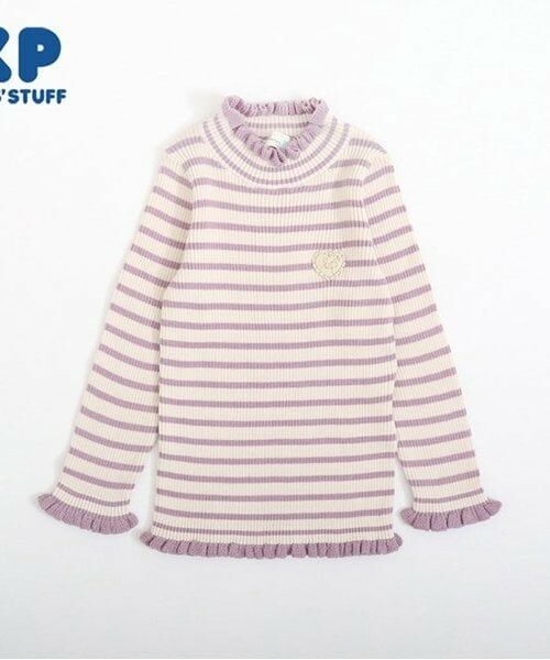 KP / ケーピー ニット・セーター | KP リブ編みボーダーハイネックセーター(80～90)（ラベンダー）