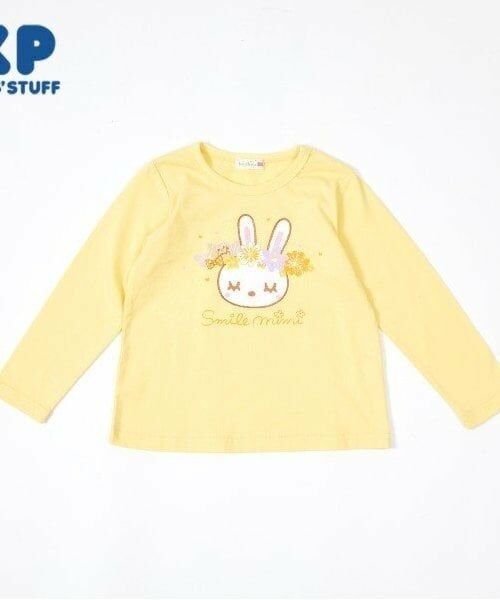 KP / ケーピー Tシャツ | KP 花冠うさぎプリント長袖Tシャツ(80～90)（黄）