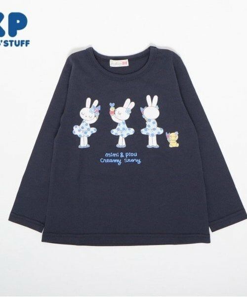 KP / ケーピー Tシャツ | KP アイスうさぎプリント長袖Tシャツ(100～160)（紺）