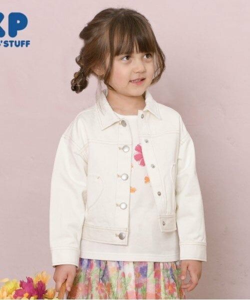 KP / ケーピー ブルゾン | KP ハートポケットデニムジャケット(110～160)（アイボリー）