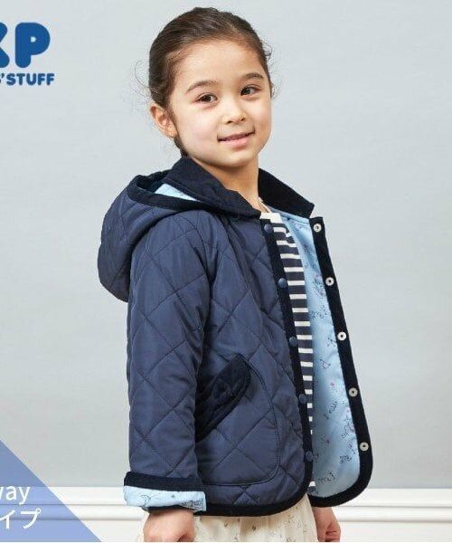 KP / ケーピー ブルゾン | KP 星座プリント裏地キルトジャケット(90～160)（紺）