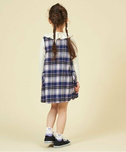 KP / ケーピー ミニ丈・ひざ丈ワンピース | KP チェックリバーシブルジャンパースカート(80~140) | 詳細15