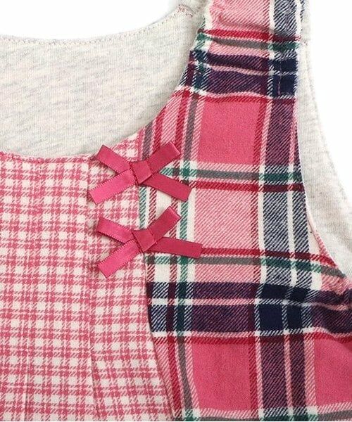 KP / ケーピー ミニ丈・ひざ丈ワンピース | KP チェックリバーシブルジャンパースカート(80~140) | 詳細8