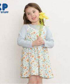 KP / ケーピー ミニ丈・ひざ丈ワンピース | KP コスモス柄レイヤード風長袖ワンピース(80～150)