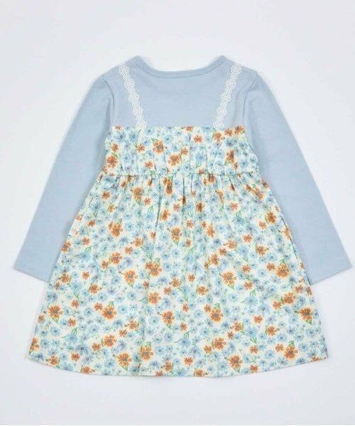 KP / ケーピー ミニ丈・ひざ丈ワンピース | KP コスモス柄レイヤード風長袖ワンピース(80～150) | 詳細1