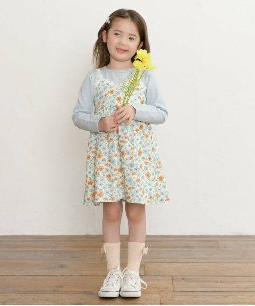KP / ケーピー ミニ丈・ひざ丈ワンピース | KP コスモス柄レイヤード風長袖ワンピース(80～150) | 詳細10