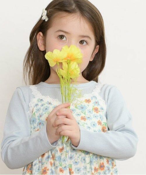 KP / ケーピー ミニ丈・ひざ丈ワンピース | KP コスモス柄レイヤード風長袖ワンピース(80～150) | 詳細13