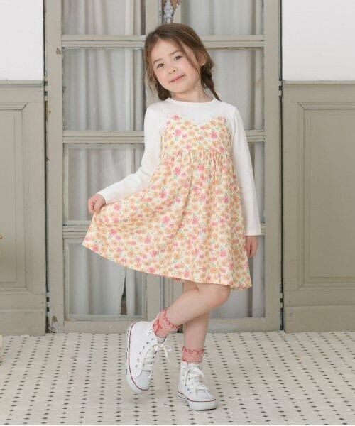 KP / ケーピー ミニ丈・ひざ丈ワンピース | KP コスモス柄レイヤード風長袖ワンピース(80～150) | 詳細7