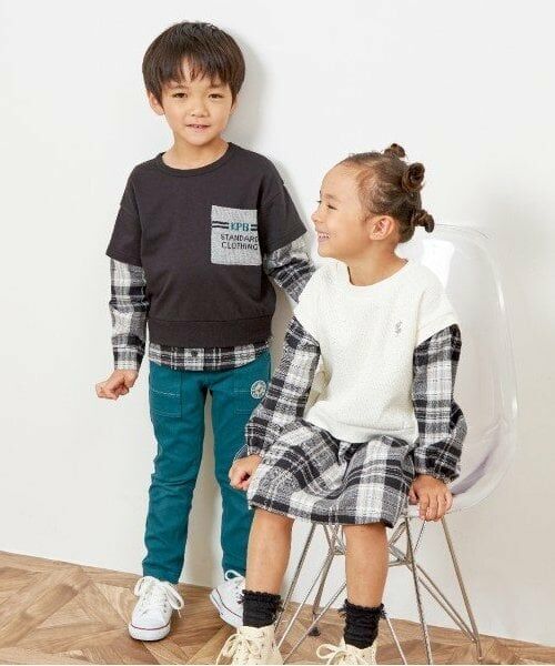 KP / ケーピー ミニ丈・ひざ丈ワンピース | KP レイヤード風チェックワンピース(90～160) | 詳細11