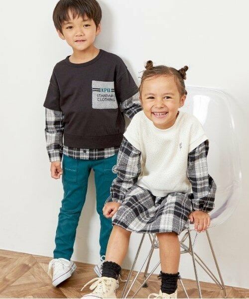 KP / ケーピー ミニ丈・ひざ丈ワンピース | KP レイヤード風チェックワンピース(90～160) | 詳細12