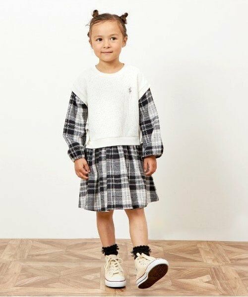 KP / ケーピー ミニ丈・ひざ丈ワンピース | KP レイヤード風チェックワンピース(90～160) | 詳細9