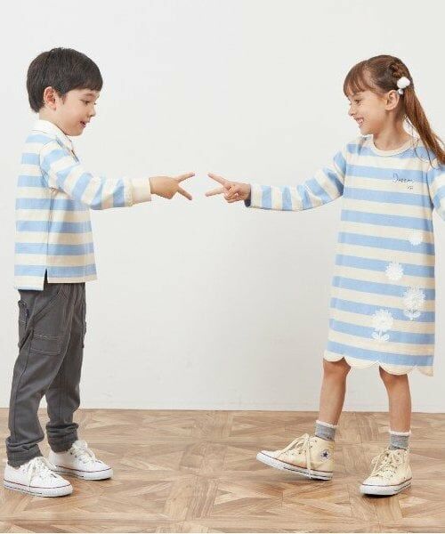 KP / ケーピー ミニ丈・ひざ丈ワンピース | KP 太ボーダー裾スカラップワンピース(90～160) | 詳細10