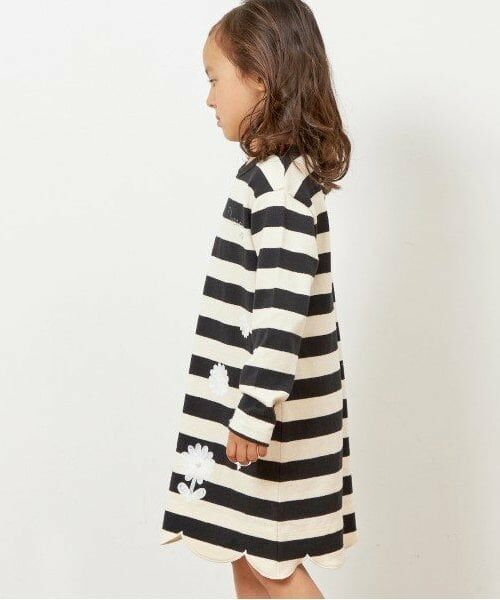 KP / ケーピー ミニ丈・ひざ丈ワンピース | KP 太ボーダー裾スカラップワンピース(90～160) | 詳細3