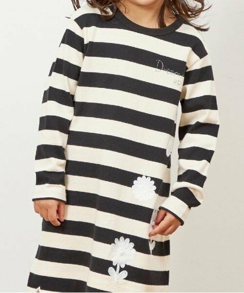 KP / ケーピー ミニ丈・ひざ丈ワンピース | KP 太ボーダー裾スカラップワンピース(90～160) | 詳細4