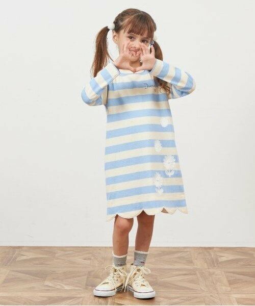 KP / ケーピー ミニ丈・ひざ丈ワンピース | KP 太ボーダー裾スカラップワンピース(90～160) | 詳細6